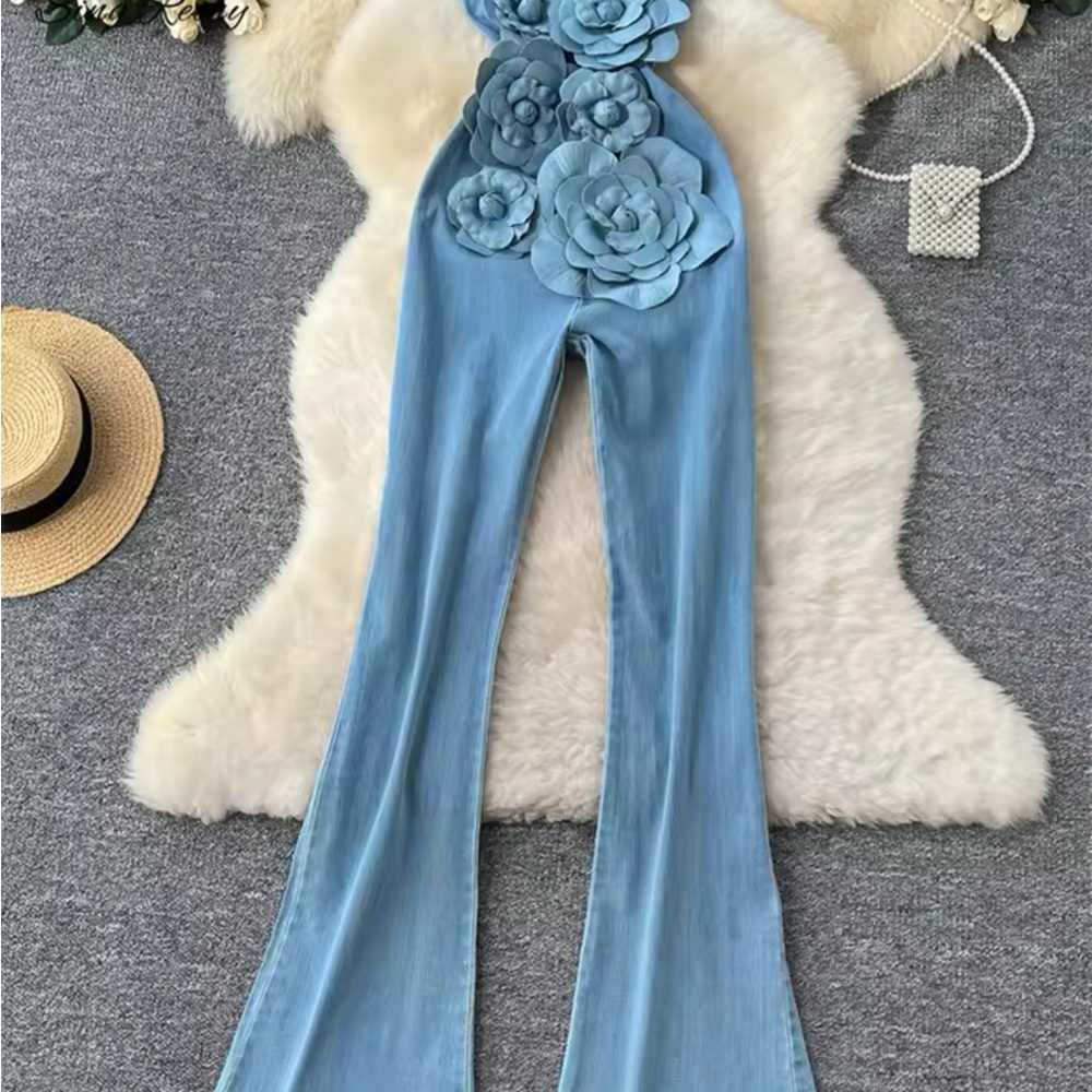Elegant Blue Floral Jumpsuit